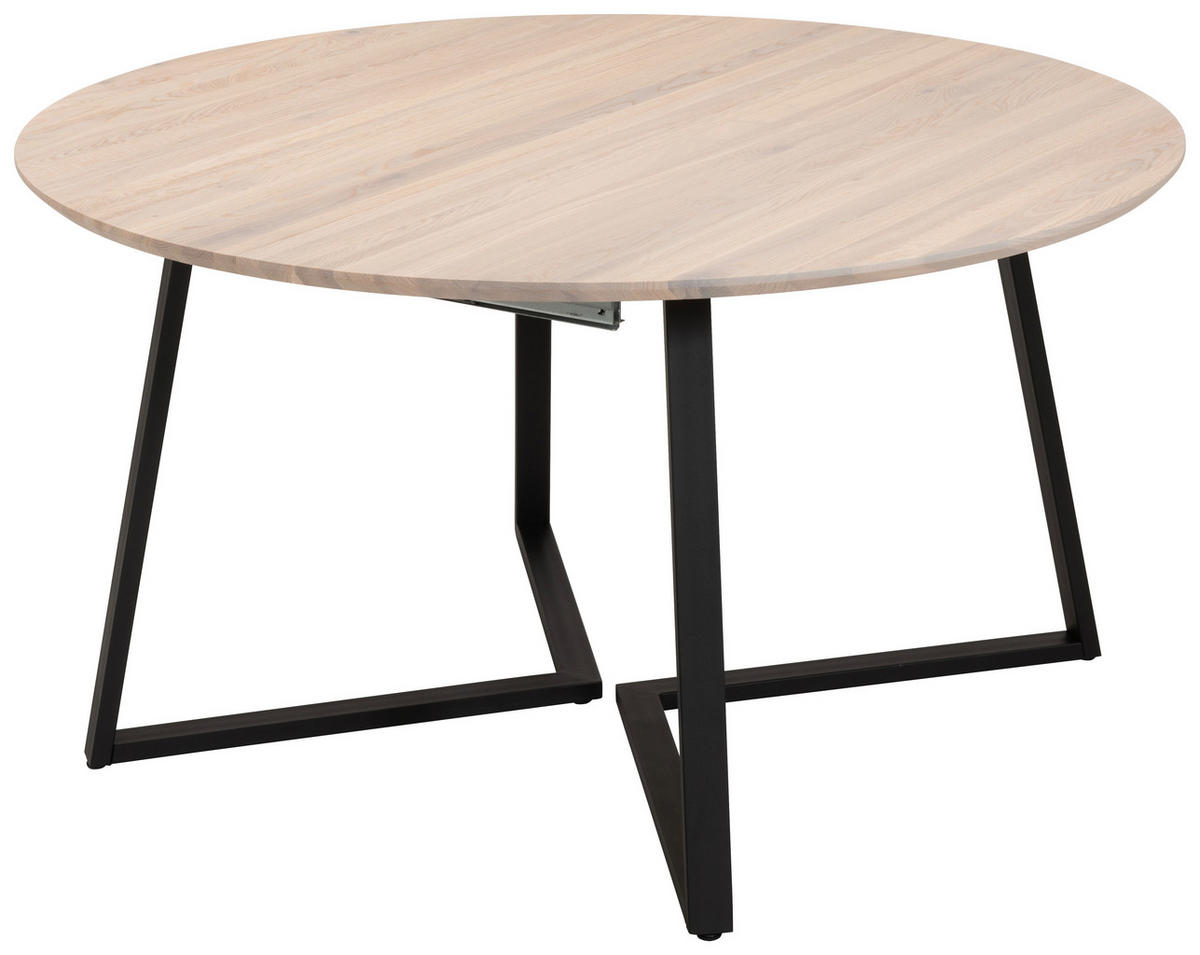MATBORD svart, vit, ekfärgad rund  utdragbar, finns i olika storlekar  - vit/svart, Klassisk, metall/trä (160cm) - Dieter Knoll