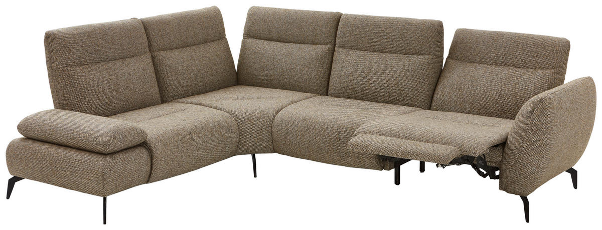 ECKSOFA in Webstoff Creme, Graubraun  - Graubraun/Creme, Design, Textil/Metall (223/290cm) - Moderano