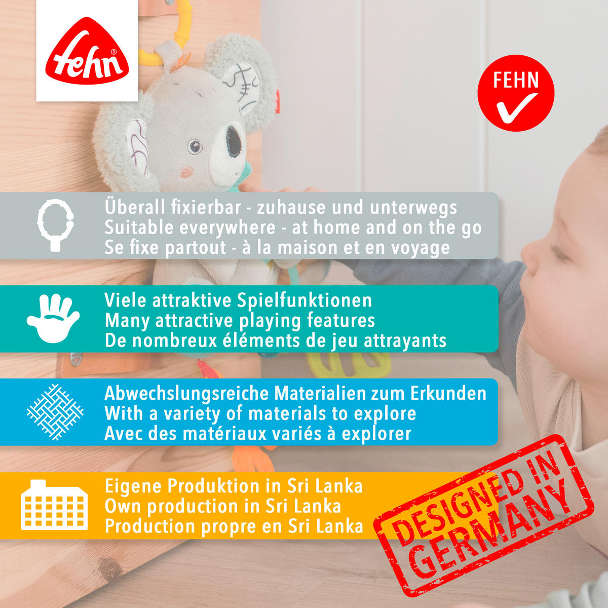 SPIELTIER - Multicolor, Basics, Textil (29/11,8/8cm) - Fehn