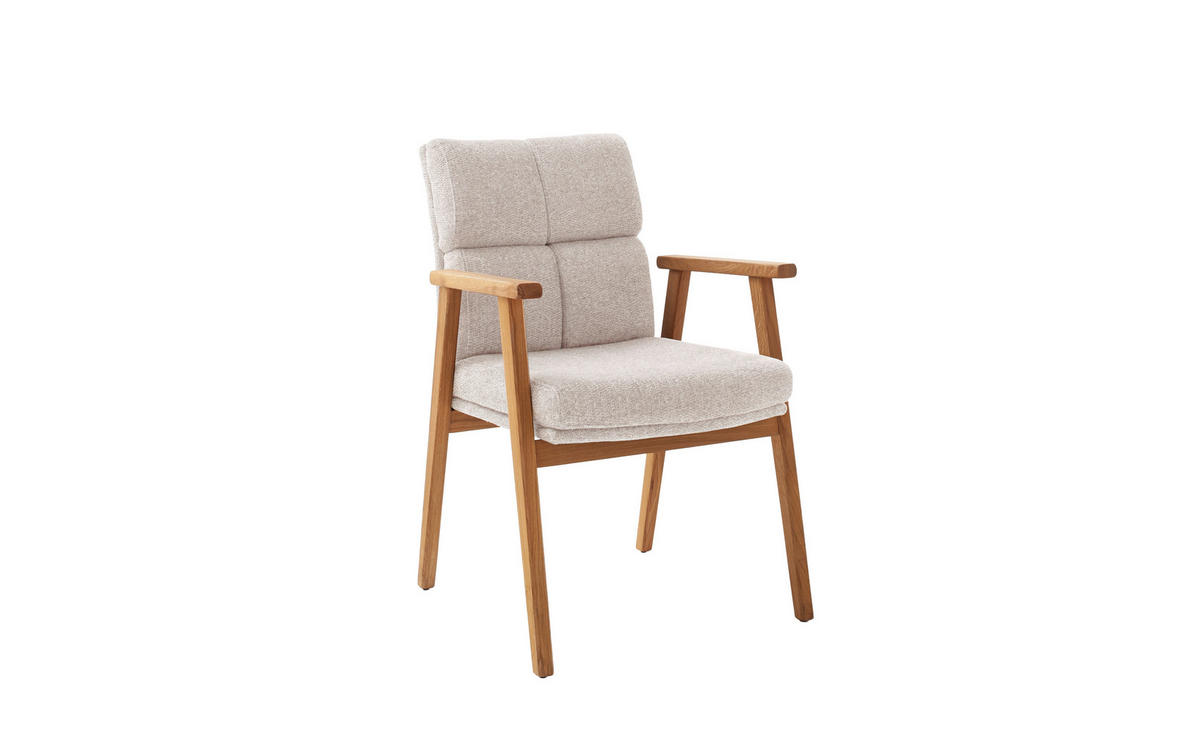 ARMLEHNSTUHL   Bouclé  - Wildeiche/Hellgrau, MODERN, Holz/Textil (58/87/67cm) - MID.YOU