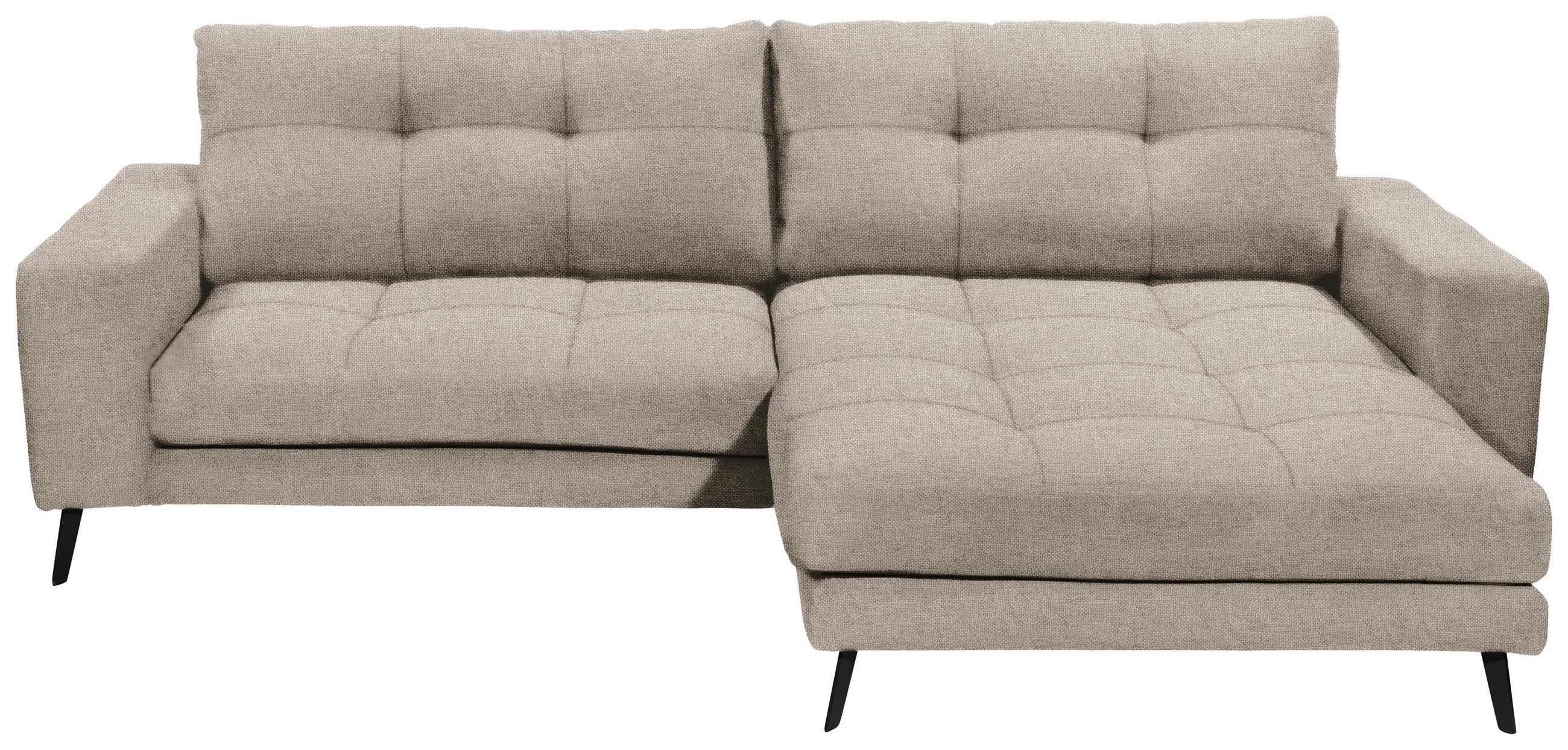 ECKSOFA ROCKPORT Greige Webstoff  - Greige/Schwarz, Basics, Textil/Metall (247/171cm) - Livetastic