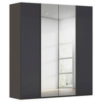 DREHTÜRENSCHRANK 201/235/61 cm,  in Graphitfarben, 4-türig  - Graphitfarben, Basics, Glas/Holzwerkstoff (201/235/61cm) - Novel