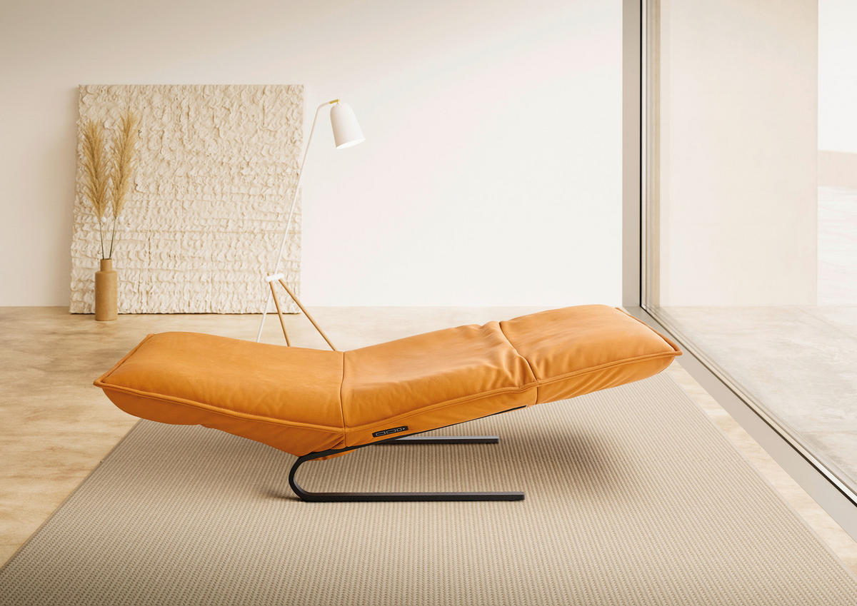 RELAXLIEGE Echtleder Orange  - Beige/Schwarz, Design, Leder/Metall (86/42-83/141-180cm) - Koinor