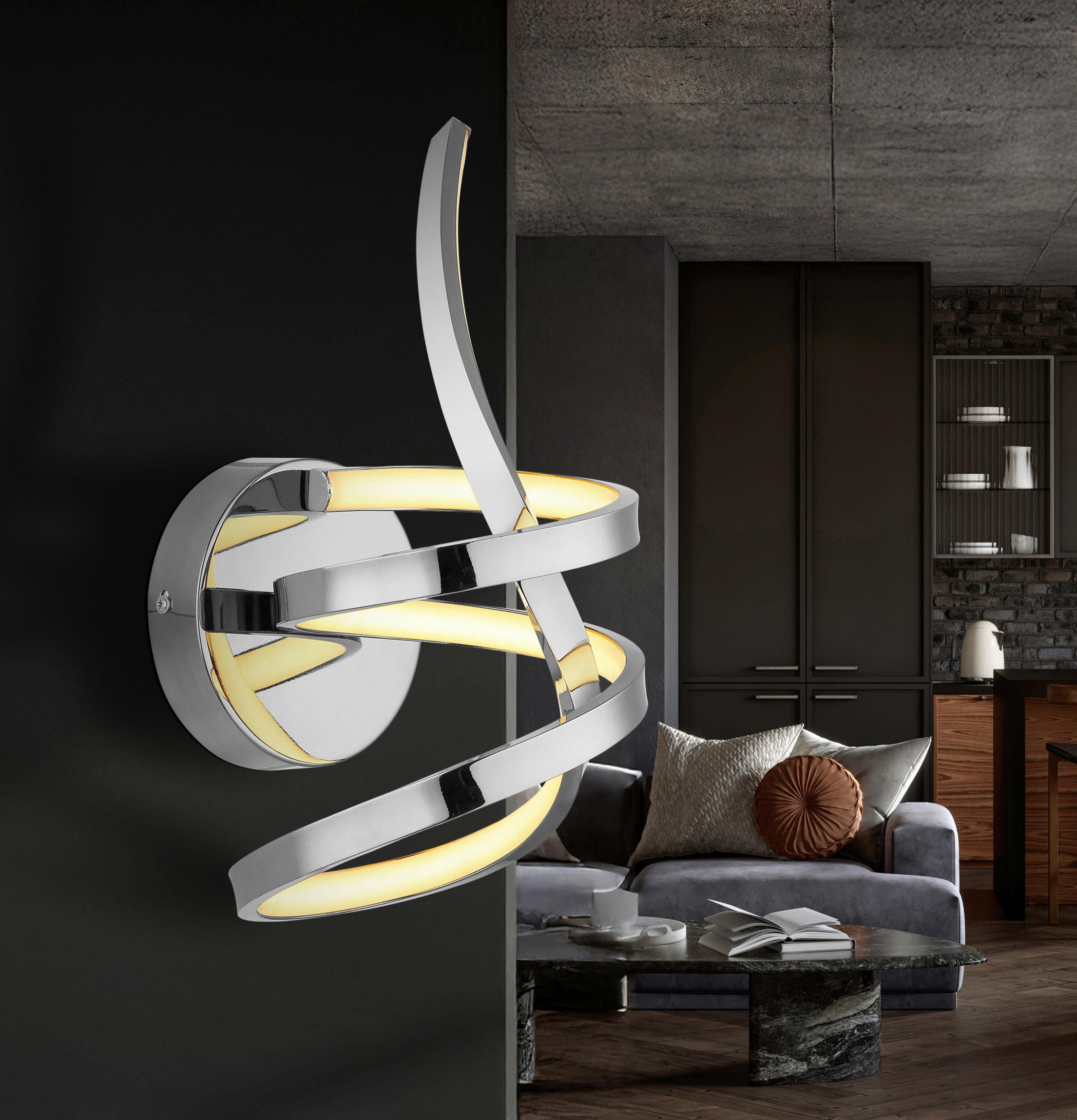 LED-DECKENLEUCHTE 16/35 cm   - Chromfarben/Weiß, Design, Kunststoff/Metall (16/35cm) - Globo