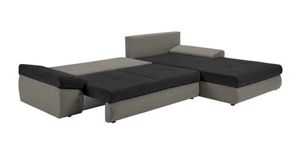 ECKSOFA in Webstoff Schwarz, Beige  - Beige/Schwarz, Design, Kunststoff/Textil (313/215cm) - Carryhome