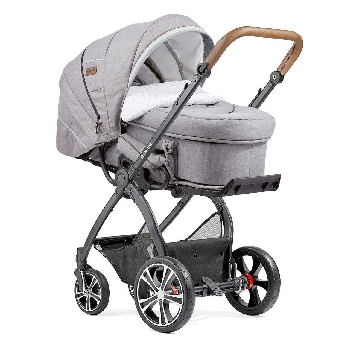 KINDERWAGENSET  F4 Air+   - Hellgrau/Schwarz, Basics, Textil/Metall (57/129/100cm) - Gesslein