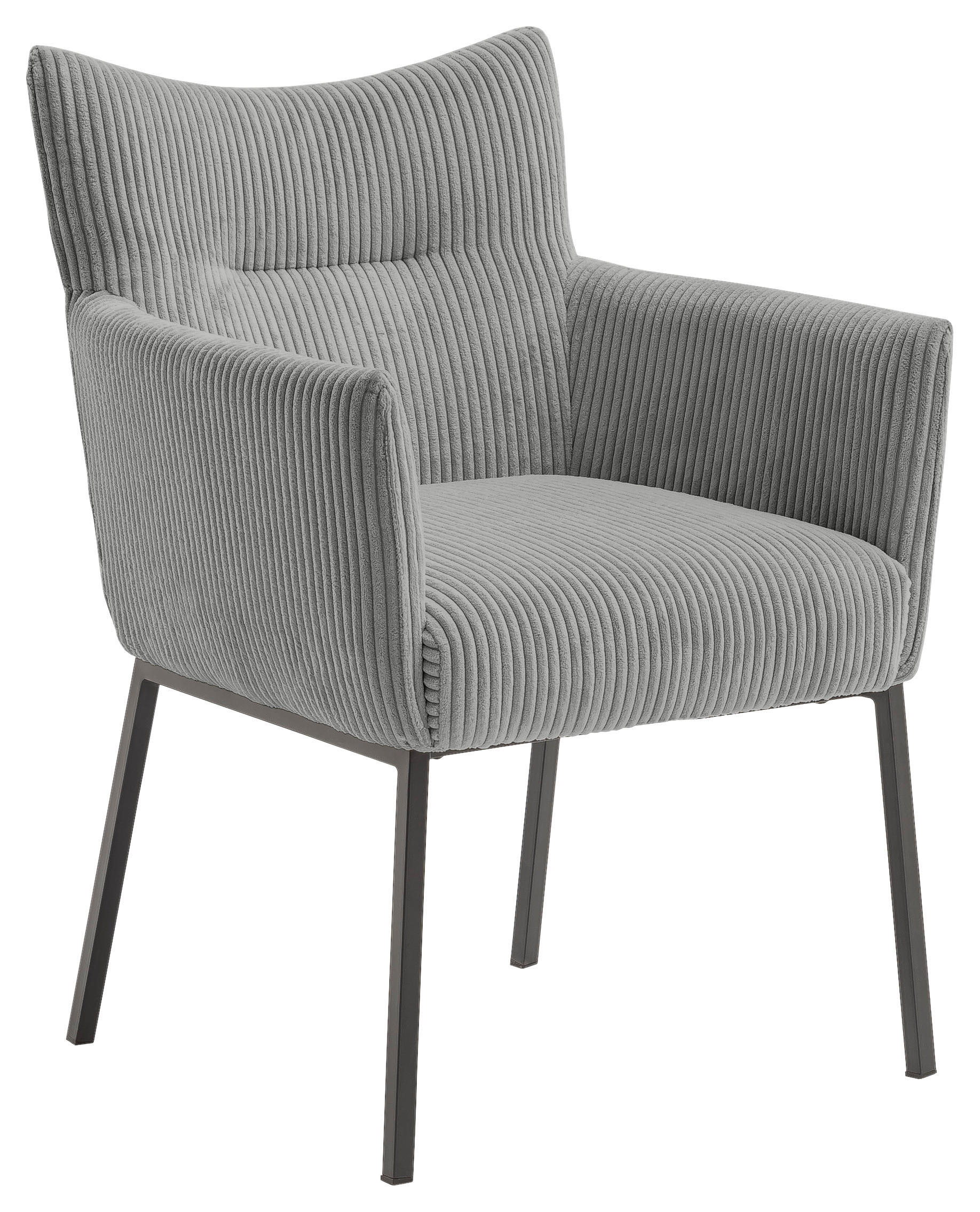 ARMLEHNSTUHL  in Eisen Cord  - Schwarz/Grau, Design, Textil/Metall (63/86/65cm) - Novel