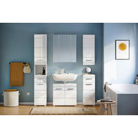 BADEZIMMER 5-teilig  in 120 cm  - Weiß Hochglanz/Silberfarben, MODERN, Glas/Holzwerkstoff (120cm) - MID.YOU