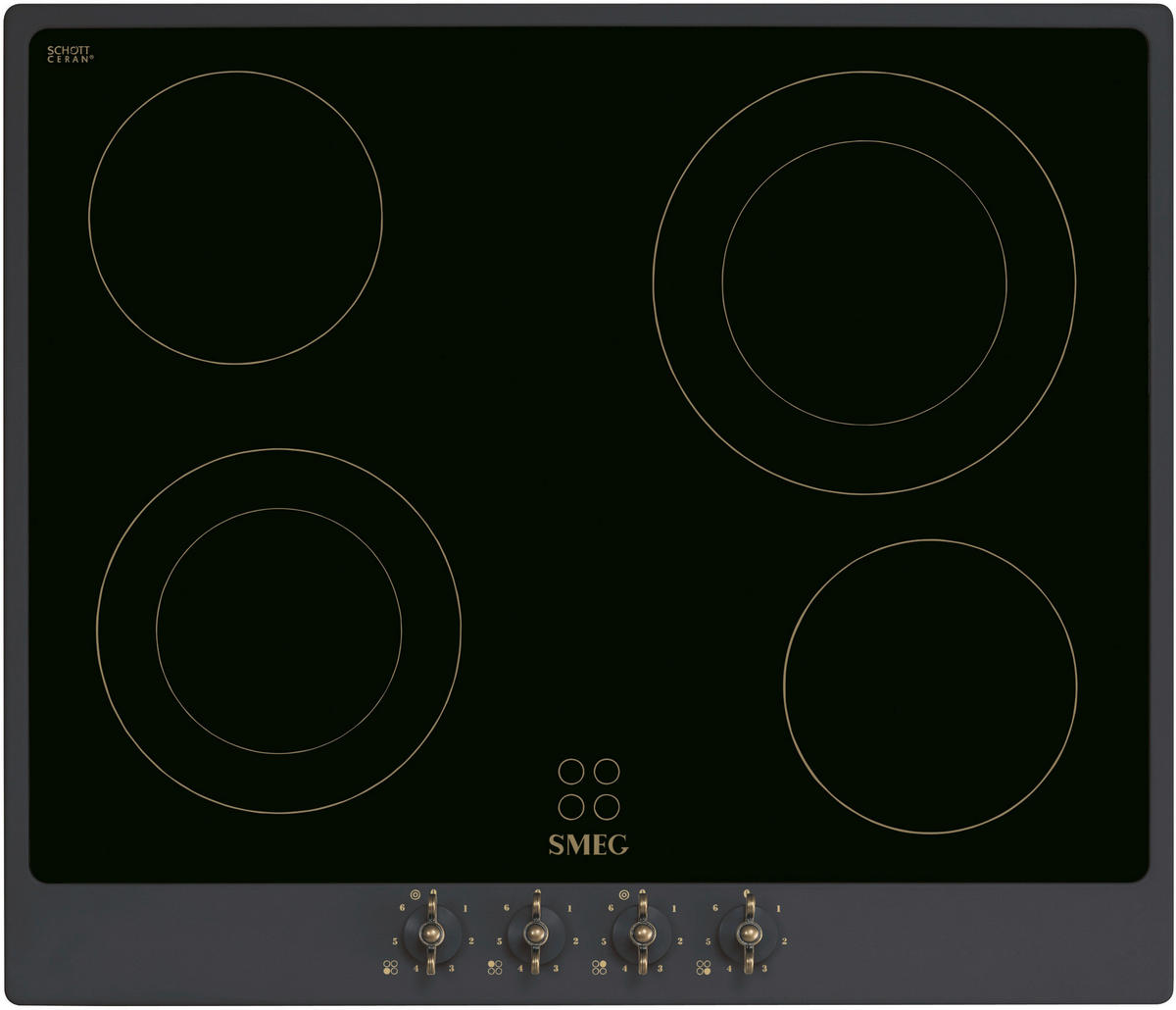 GLASKERAMIKKOCHFELD P864AO  - Anthrazit/Schwarz, Basics, Glas/Metall (60/51cm) - SMEG