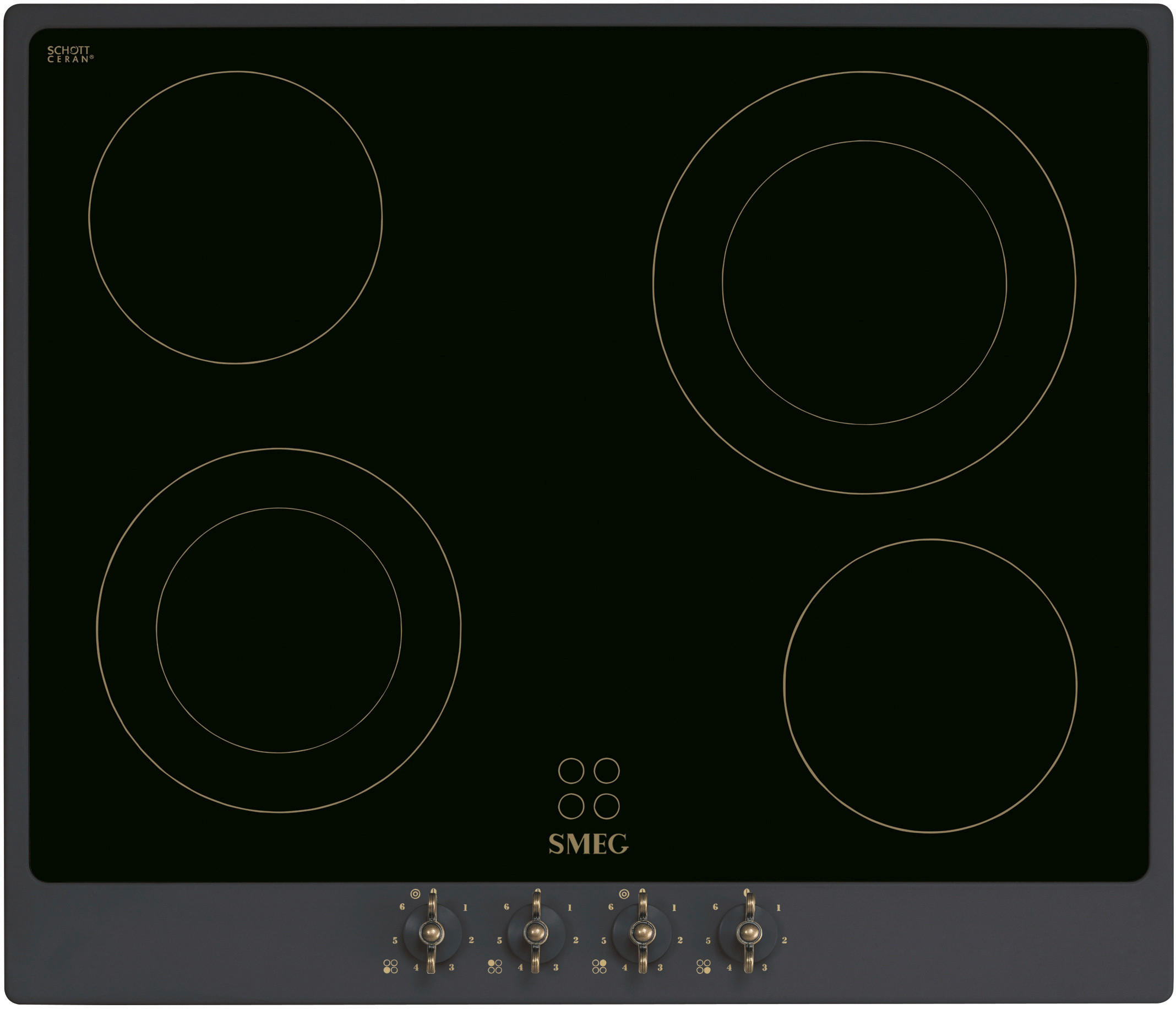 Smeg Glaskeramikkochfeld Cortina Anthrazit, Schwarz 60x51 cm