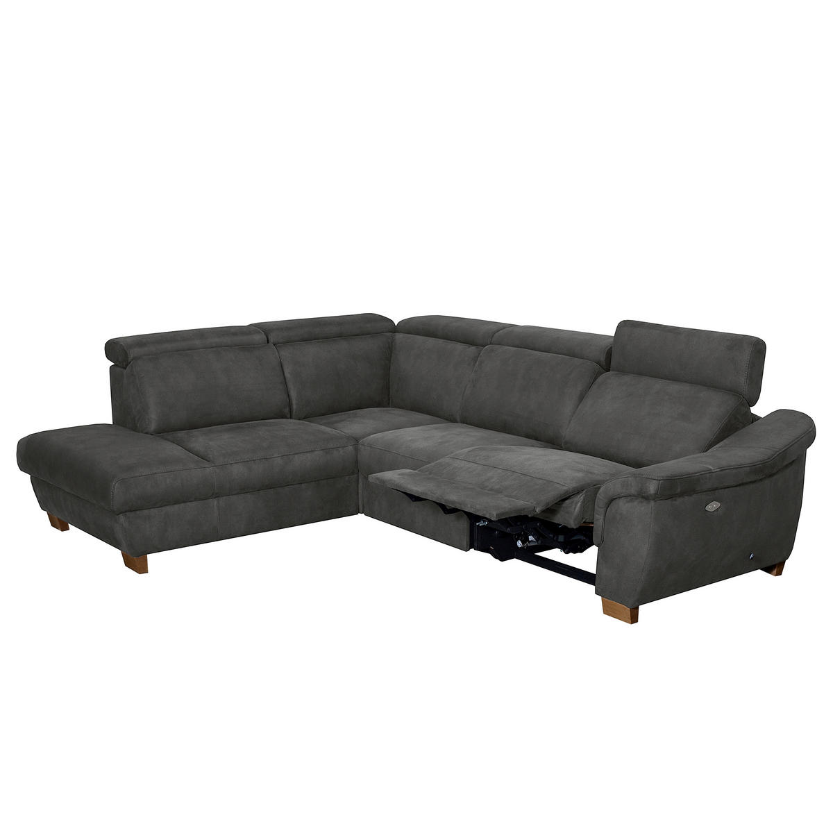 ECKSOFA TREND in Mikrofaser Anthrazit Bettkasten, Relaxfunktion, Kopfteilverstellung  238/276 cm  - Wengefarben/Anthrazit, Design, Holz/Textil (238/276cm) - Livetastic