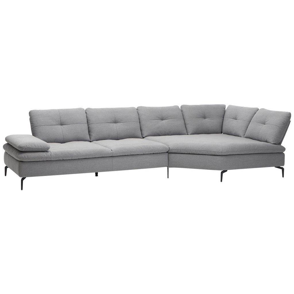 Thumbnail - Chilliano Ecksofa, Hellgrau, Textil, 3-Sitzer, Füllung: Faserbällchen, Polyurethan (Pur), Ottomane rechts, L-Form, 344x1...