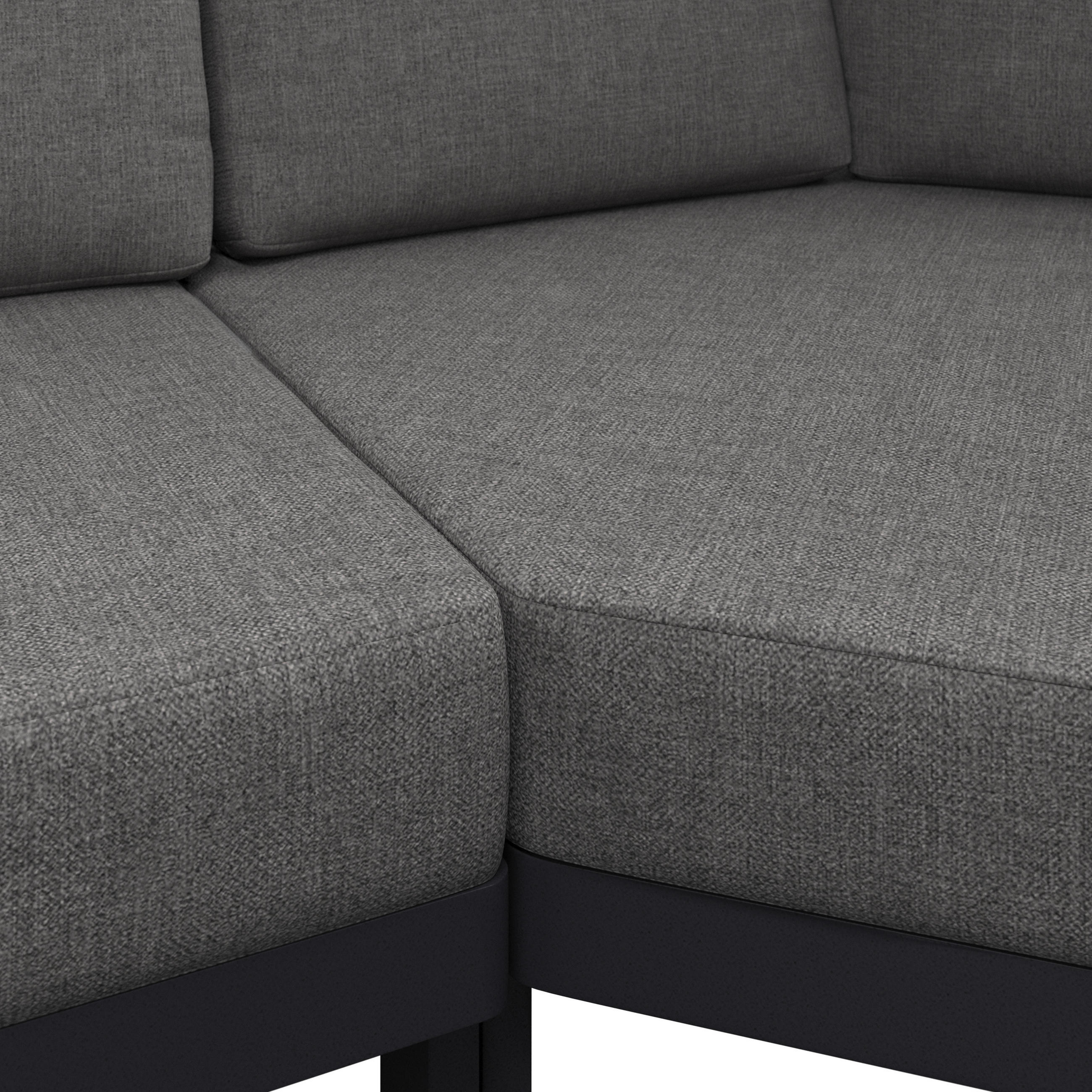 LOUNGEGARNITUR 288/362 cm Teakholz massiv Aluminium  - Dunkelgrau/Anthrazit, Design, Holz/Textil (288/362cm) - Amatio