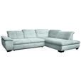 ECKSOFA in Cord Pastellblau  - Pastellblau/Schwarz, Design, Textil/Metall (313/242cm) - Xora