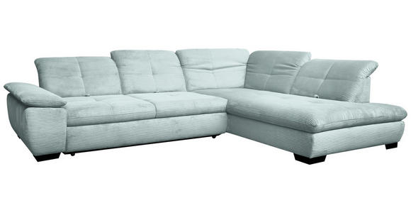 ECKSOFA in Cord Pastellblau  - Pastellblau/Schwarz, Design, Textil/Metall (313/242cm) - Xora