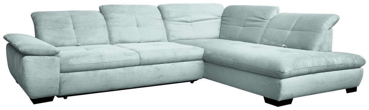 ECKSOFA in Cord Pastellblau  - Pastellblau/Schwarz, Design, Textil/Metall (313/242cm) - Xora