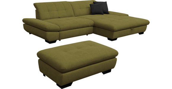 ECKSOFA in Mikrofaser Grün 290/198 cm - Schwarz/Grün, Design, Textil/Metall (290/198cm) - Xora
