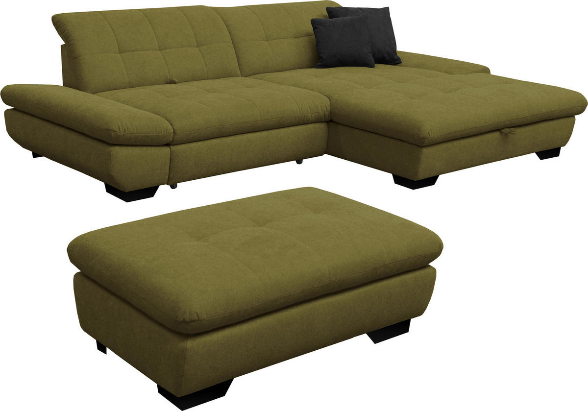 ECKSOFA in Mikrofaser Grün  - Schwarz/Grün, Design, Textil/Metall (290/198cm) - Xora