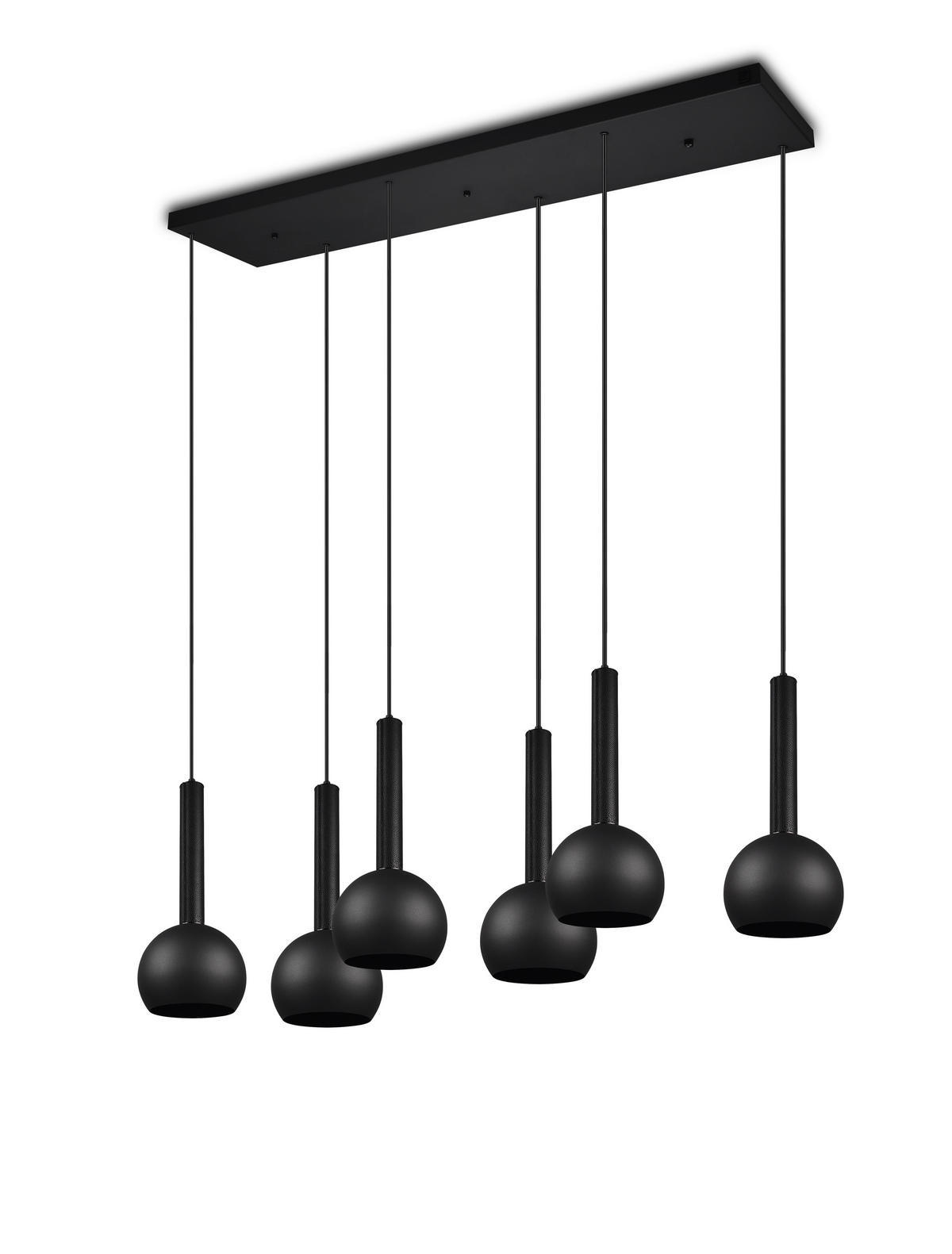HÄNGELEUCHTE Ciliana   - Schwarz, Design, Leder/Metall (153/200/38cm) - Cinque