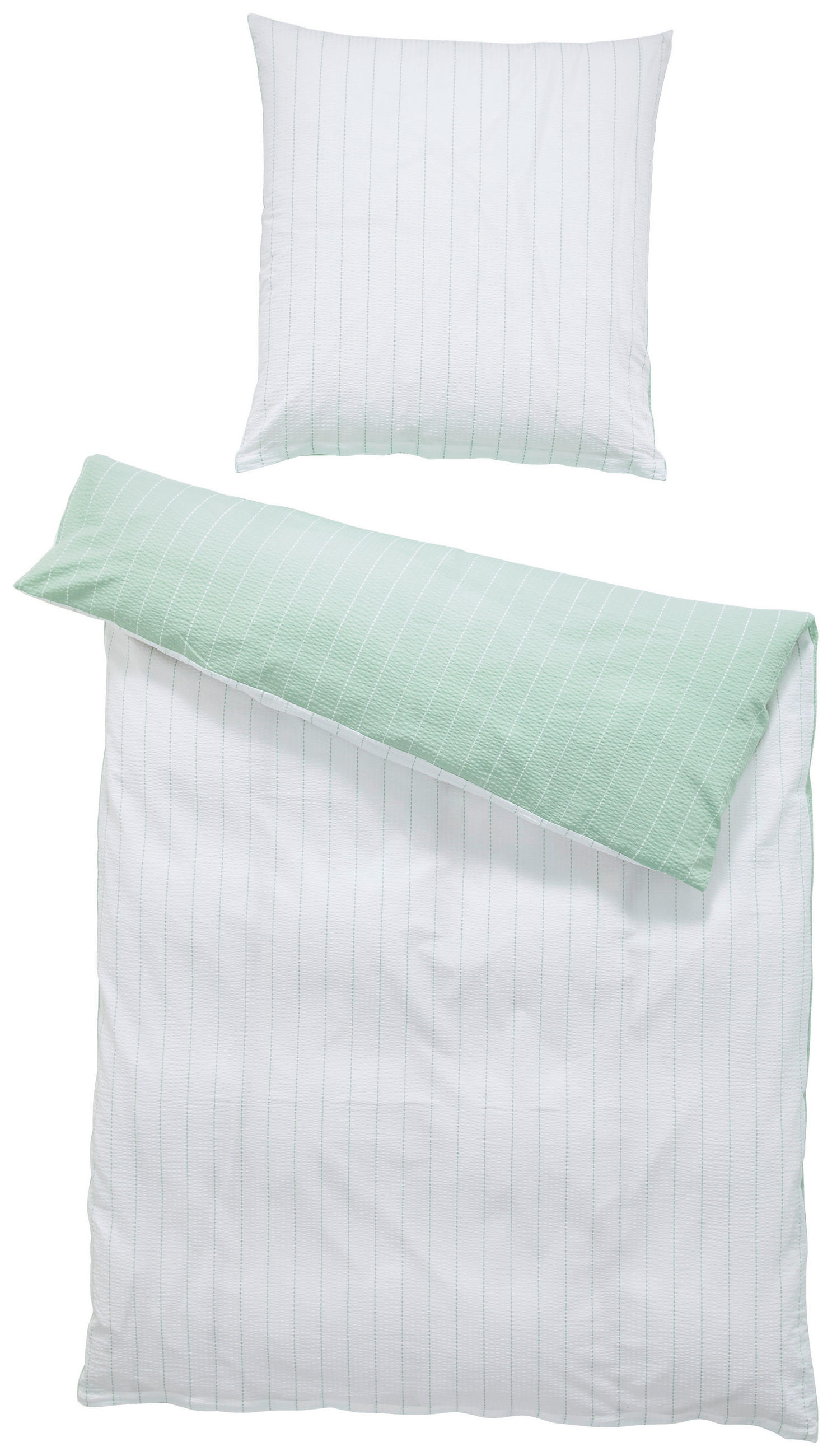 BETTWÄSCHE Seersucker 135/200 cm  - Weiß/Grün, Basics, Textil (135/200cm) - Janine