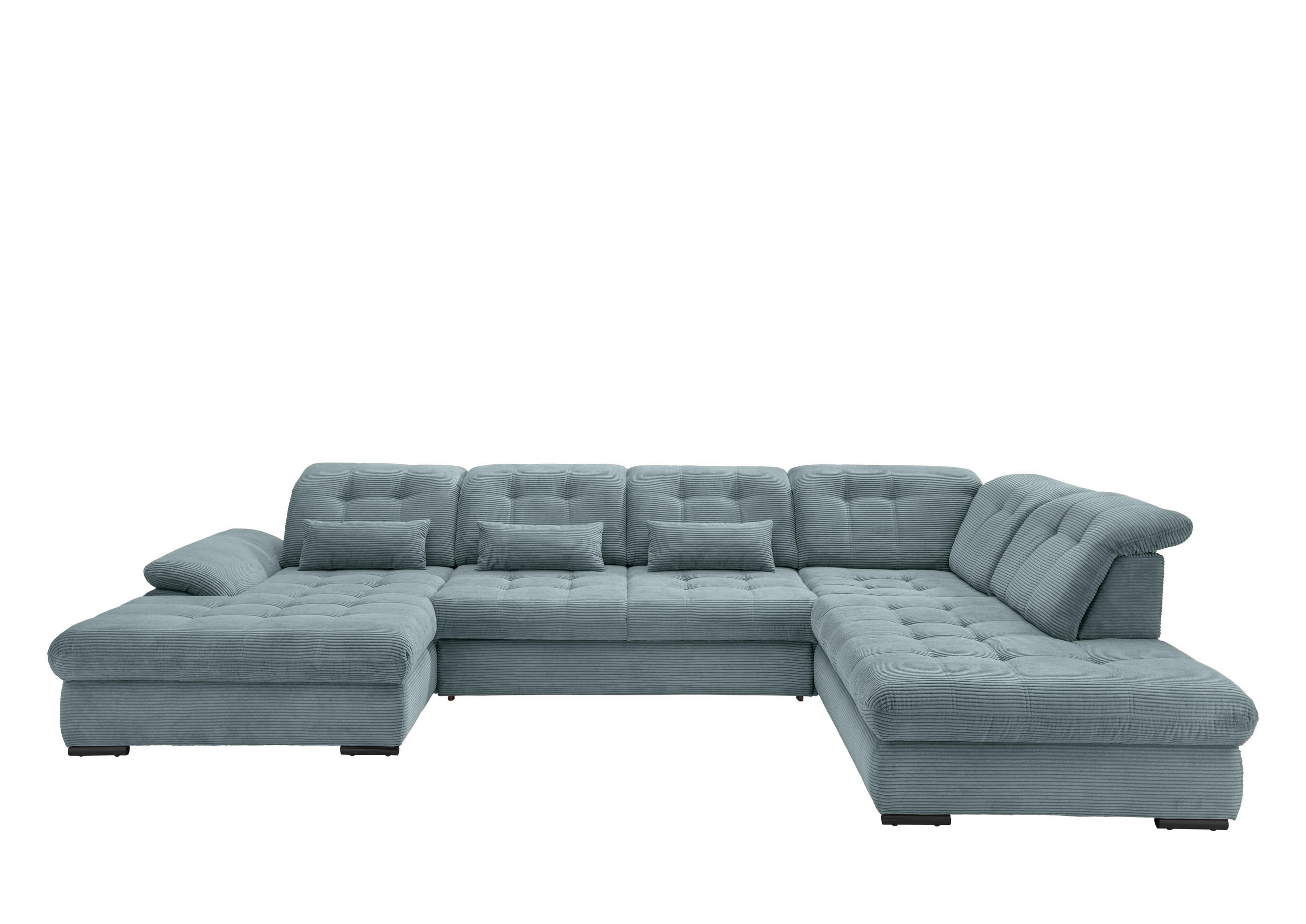 WOHNLANDSCHAFT Hellblau Cord - Schwarz/Hellblau, MODERN, Textil/Metall (184/387/252cm) - Livetastic