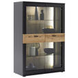 HIGHBOARD Grau, Schwarz, Eichefarben 90/134/37 cm - Eichefarben/Anthrazit, Design, Glas/Holzwerkstoff (90/134/37cm) - Novel