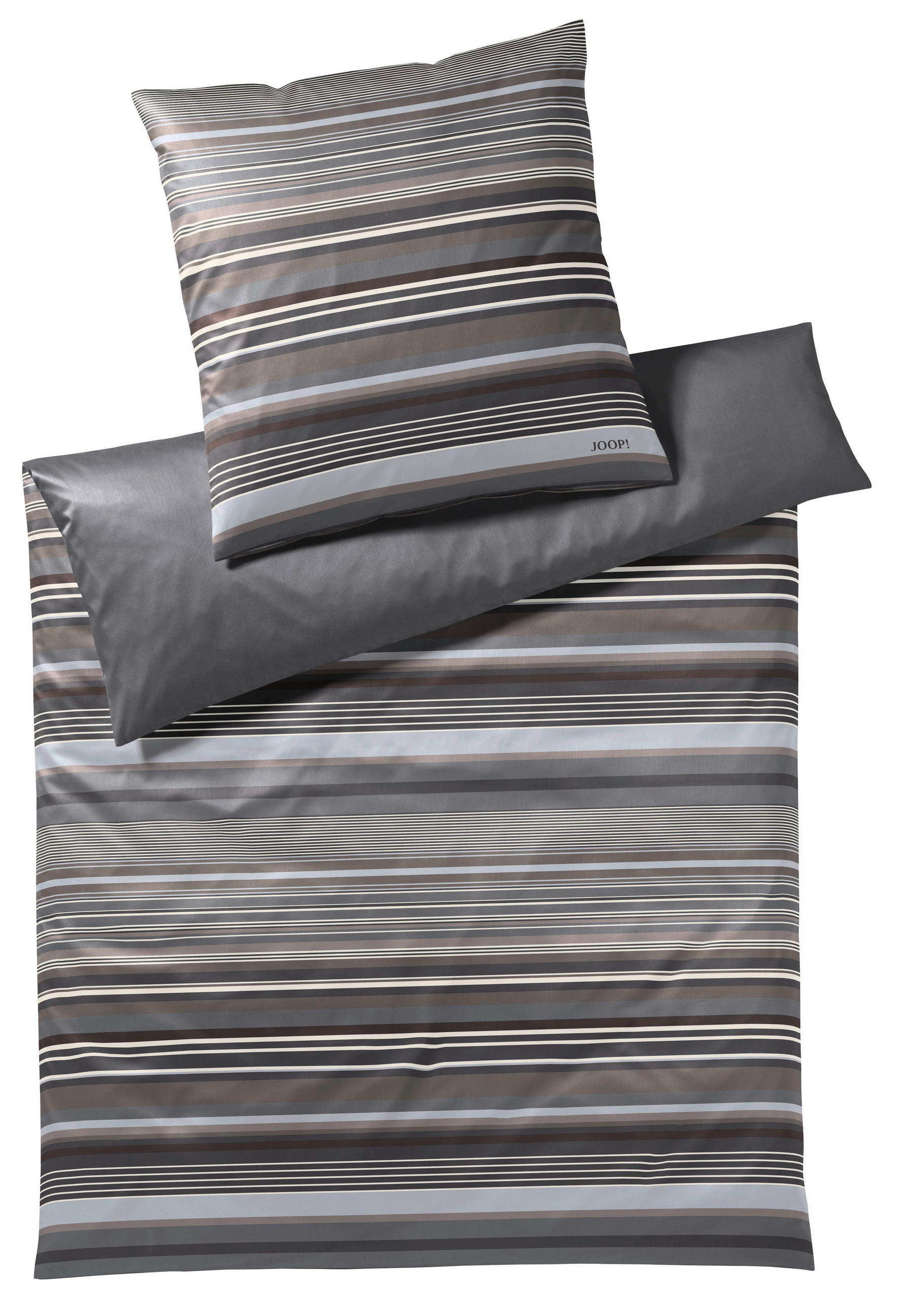 WENDEBETTWÄSCHE Makosatin - Braun/Grau, KONVENTIONELL, Textil (155/220cm) - Joop!