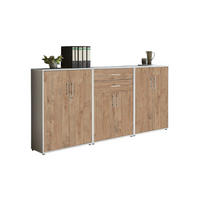 AKTENSCHRANK Grau, Eichefarben  - Eichefarben/Grau, MODERN, Holzwerkstoff (253,2/113,6/33cm) - MID.YOU