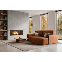 ECKSOFA PIEMONTE in Chenille Terracotta  - Terracotta/Schwarz, MODERN, Holz/Holzwerkstoff (250/92cm) - Livetastic