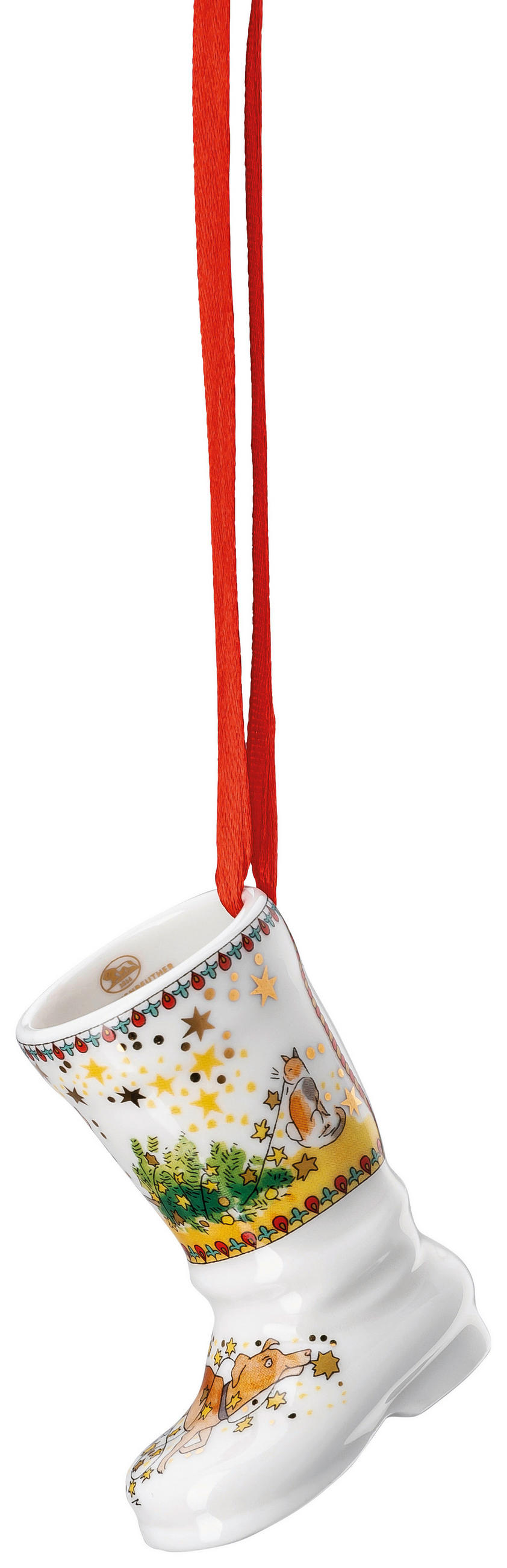 Hutschenreuther Ministiefel Weihnachtsleuchten 2024 Mehrfarbig, Weiß 5.5 cm