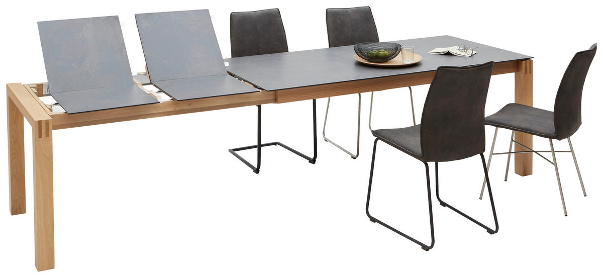 ESSTISCH in Holz, Kunststoff 180(270)/90/76 cm  - Eichefarben/Graphitfarben, Design, Holz/Kunststoff (180(270)/90/76cm) - Dieter Knoll