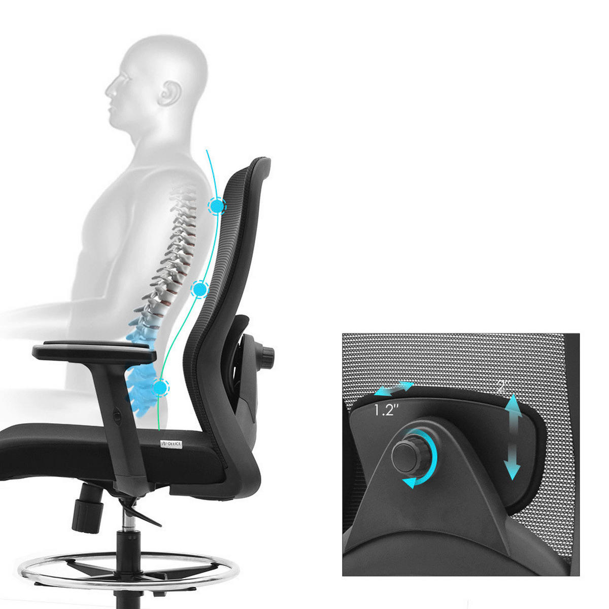 DREHSTUHL Flachgewebe Schwarz  - Schwarz, MODERN, Kunststoff/Textil (68/136/60cm) - MID.YOU