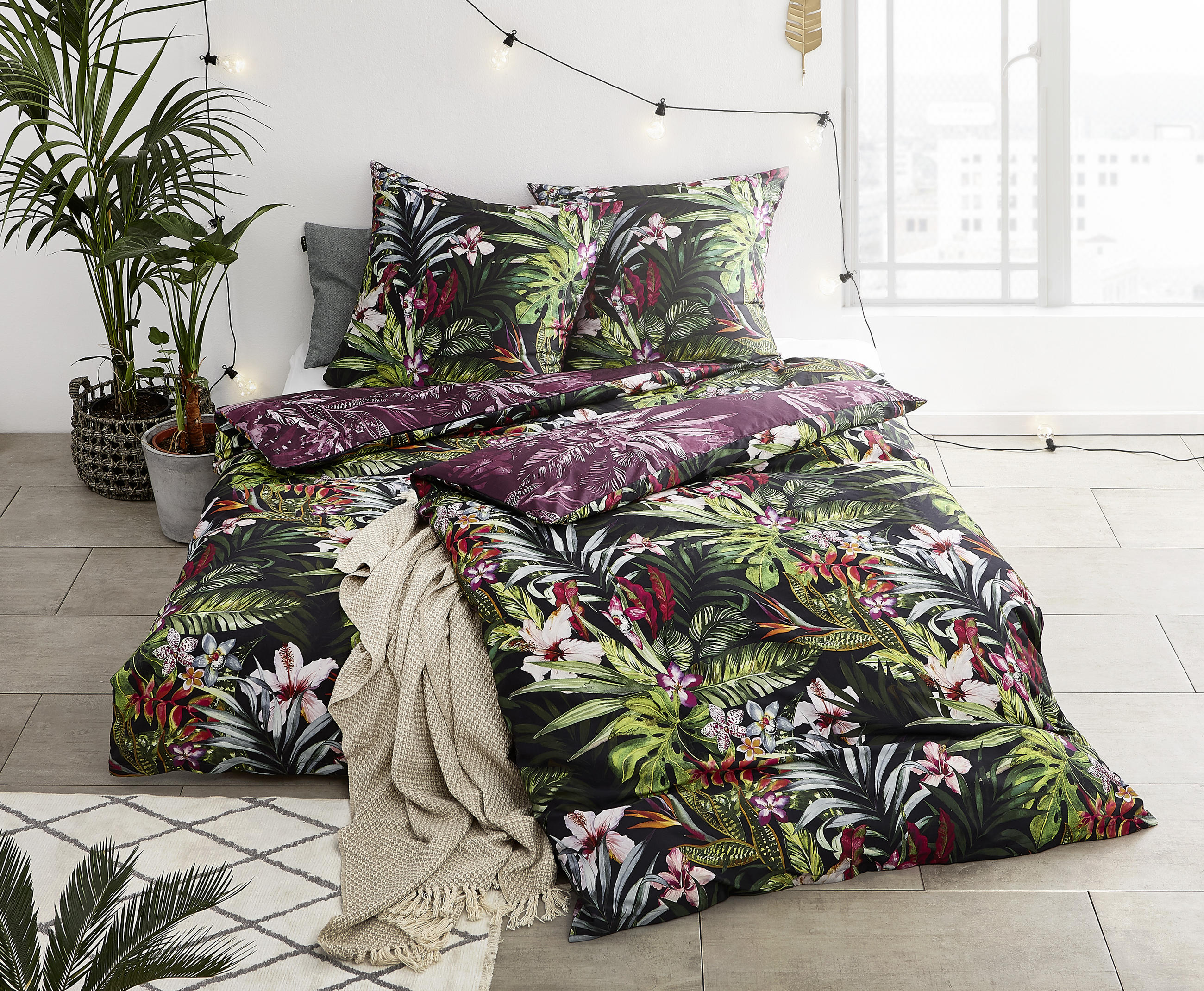 WENDEBETTWÄSCHE Satin  - Schwarz, KONVENTIONELL, Textil (135/200cm) - Ambiente