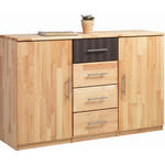 KOMMODE , 142/90/41 cm, 4 Schublade(n)  - Chromfarben/Erlefarben, Design, Holz/Metall (142/90/41cm) - Linea Natura