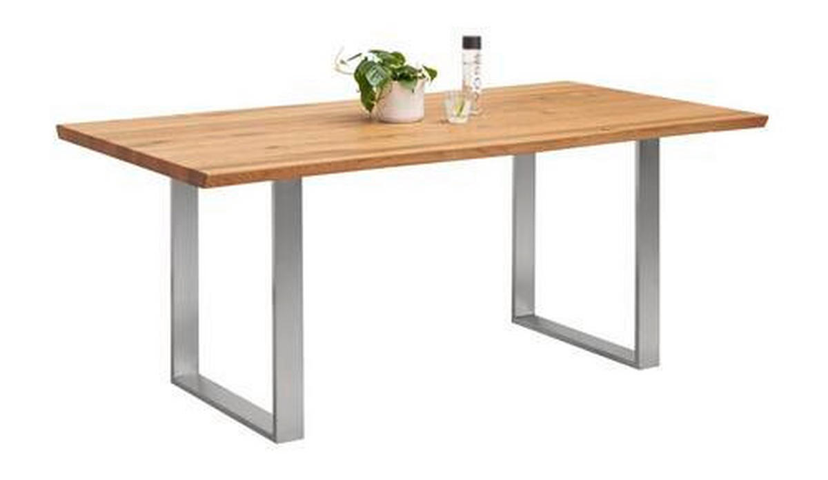 ESSTISCH in Holz 220/100/75 cm  - Edelstahlfarben/Eichefarben, Natur, Holz/Metall (220/100/75cm) - Linea Natura