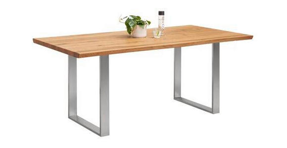 ESSTISCH in Holz 220/100/75 cm - Edelstahlfarben/Eichefarben, Natur, Holz/Metall (220/100/75cm) - Linea Natura