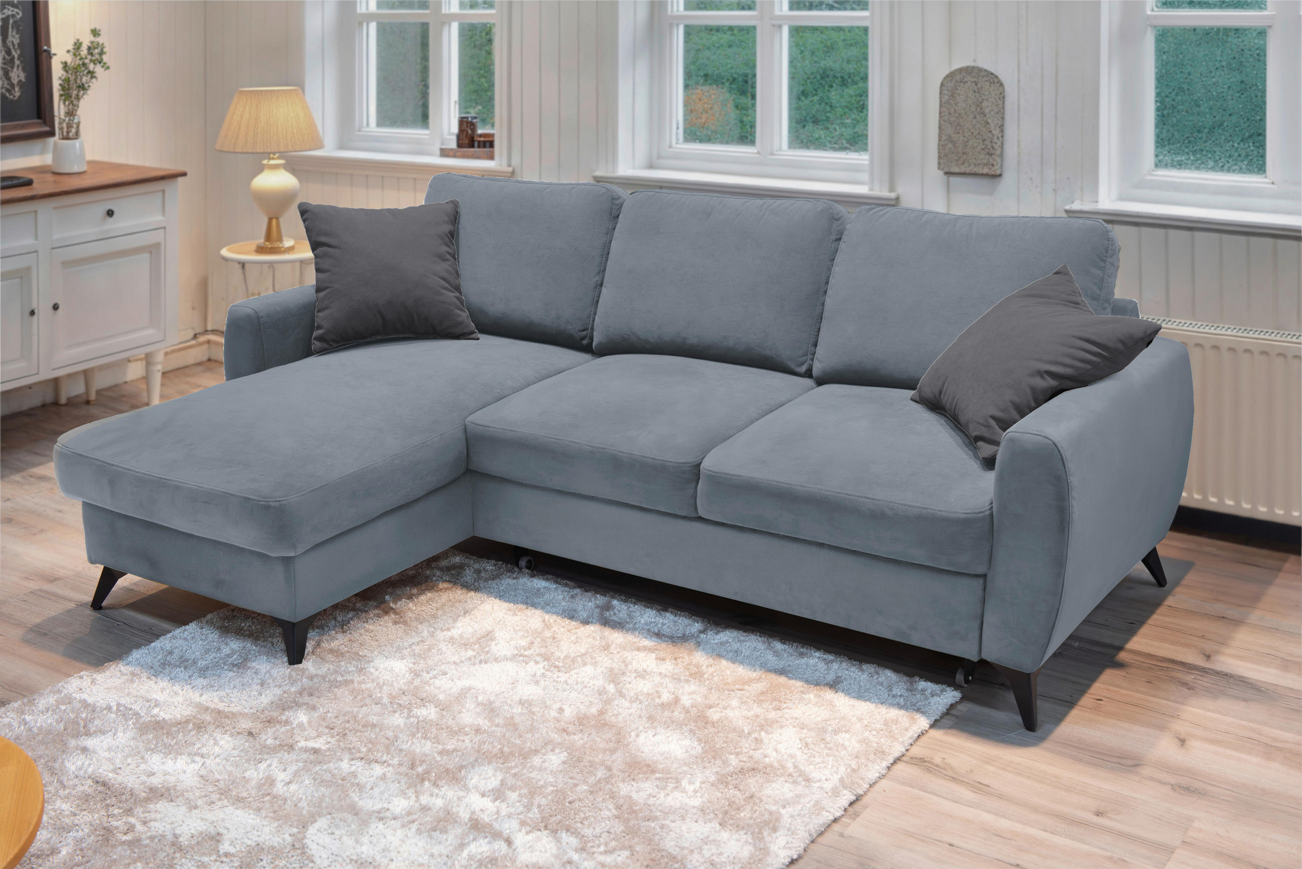Livetastic ROHOVÁ ROZKLÁDACÍ POHOVKA, kov, textil, kompozitní dřevo, šedá