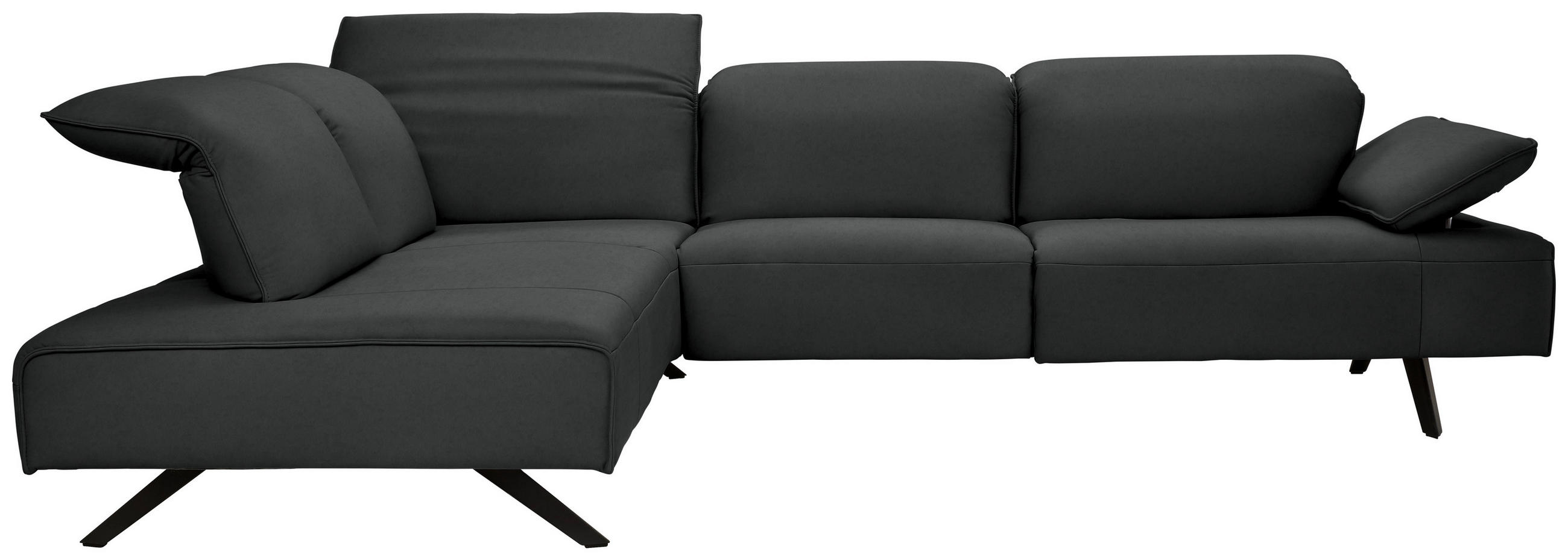 ECKSOFA Echtleder Anthrazit  - Anthrazit, Design, Leder/Metall (230/290cm) - Johann Jakob