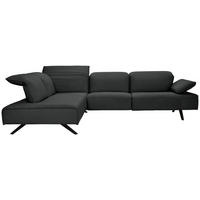ECKSOFA Echtleder Anthrazit  - Anthrazit, Design, Leder/Metall (230/290cm) - Johann Jakob
