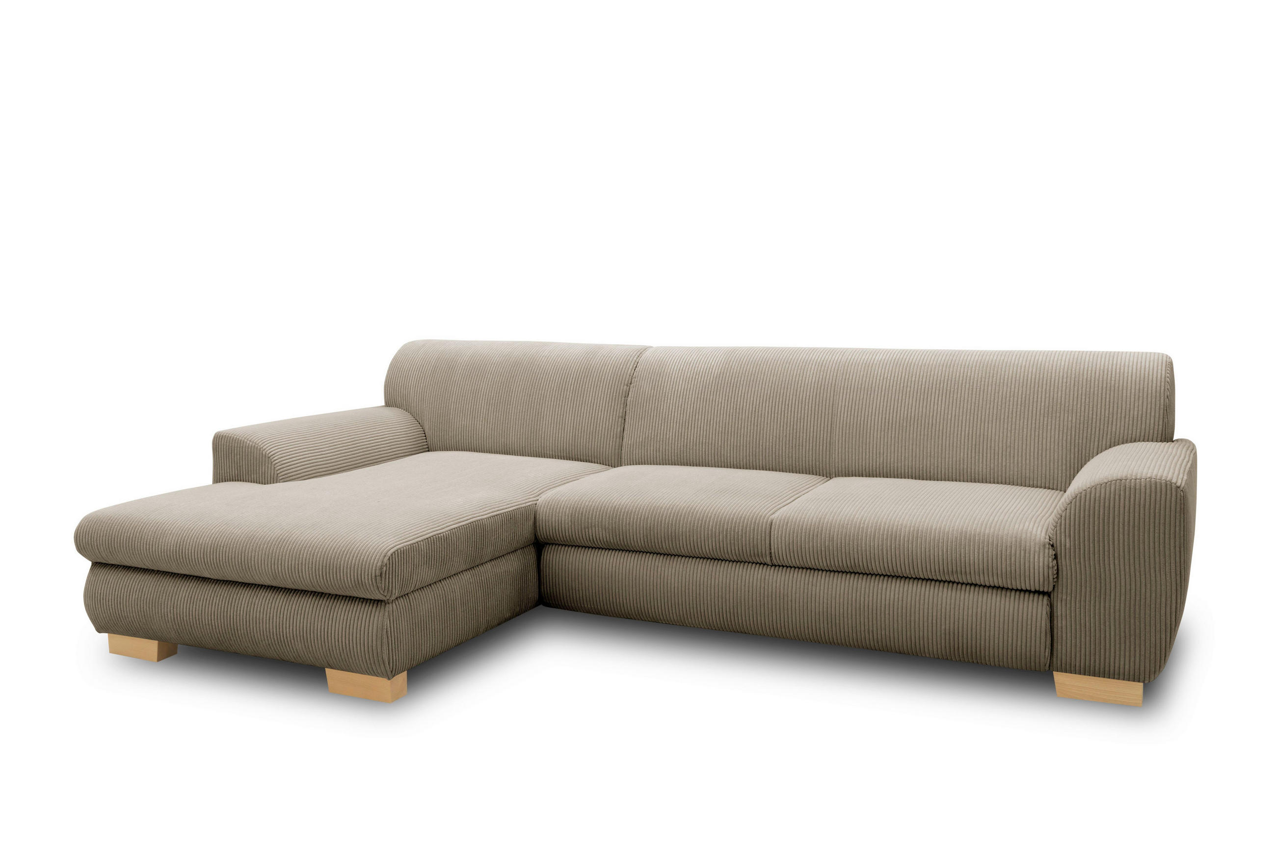 ECKSCHLAFSOFA NIKA Schlammfarben Webstoff  - Schlammfarben/Silberfarben, Basics, Holz/Textil (277/156cm) - MID.YOU
