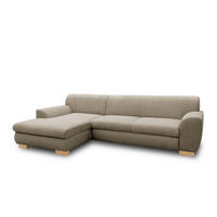 ECKSCHLAFSOFA NIKA Schlammfarben Webstoff  - Schlammfarben/Silberfarben, Basics, Holz/Textil (277/156cm) - MID.YOU