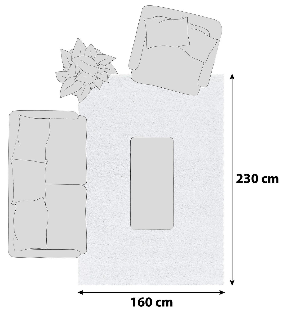 PREPROGA Z VISOKIM FLOROM Fluffy 3500 Weiß  160/230 cm  tkano  bela  - bela, Basics, tekstil (160/230cm)