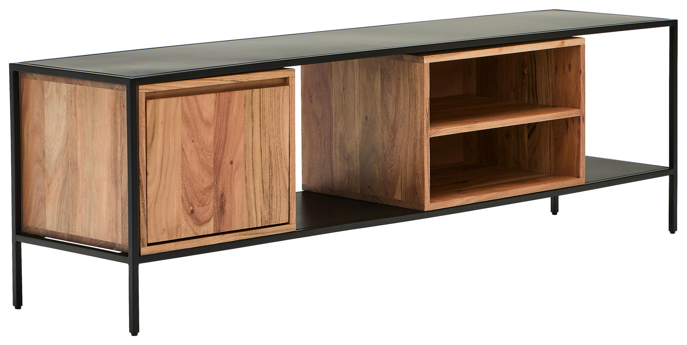 LOWBOARD  in 160/40/50 cm  - Schwarz/Naturfarben, Design, Holz/Metall (160/40/50cm) - Livetastic