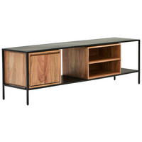 LOWBOARD  in 160/40/50 cm  - Schwarz/Naturfarben, Design, Holz/Metall (160/40/50cm) - Livetastic