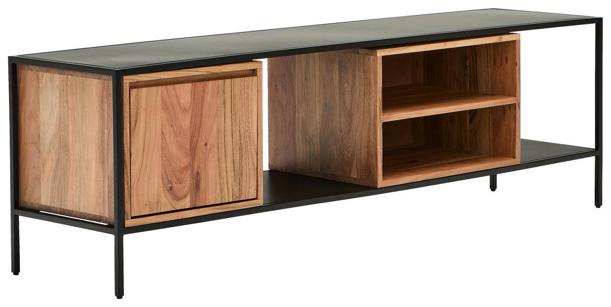 LOWBOARD  in 160/40/50 cm  - Schwarz/Naturfarben, Design, Holz/Metall (160/40/50cm) - Livetastic