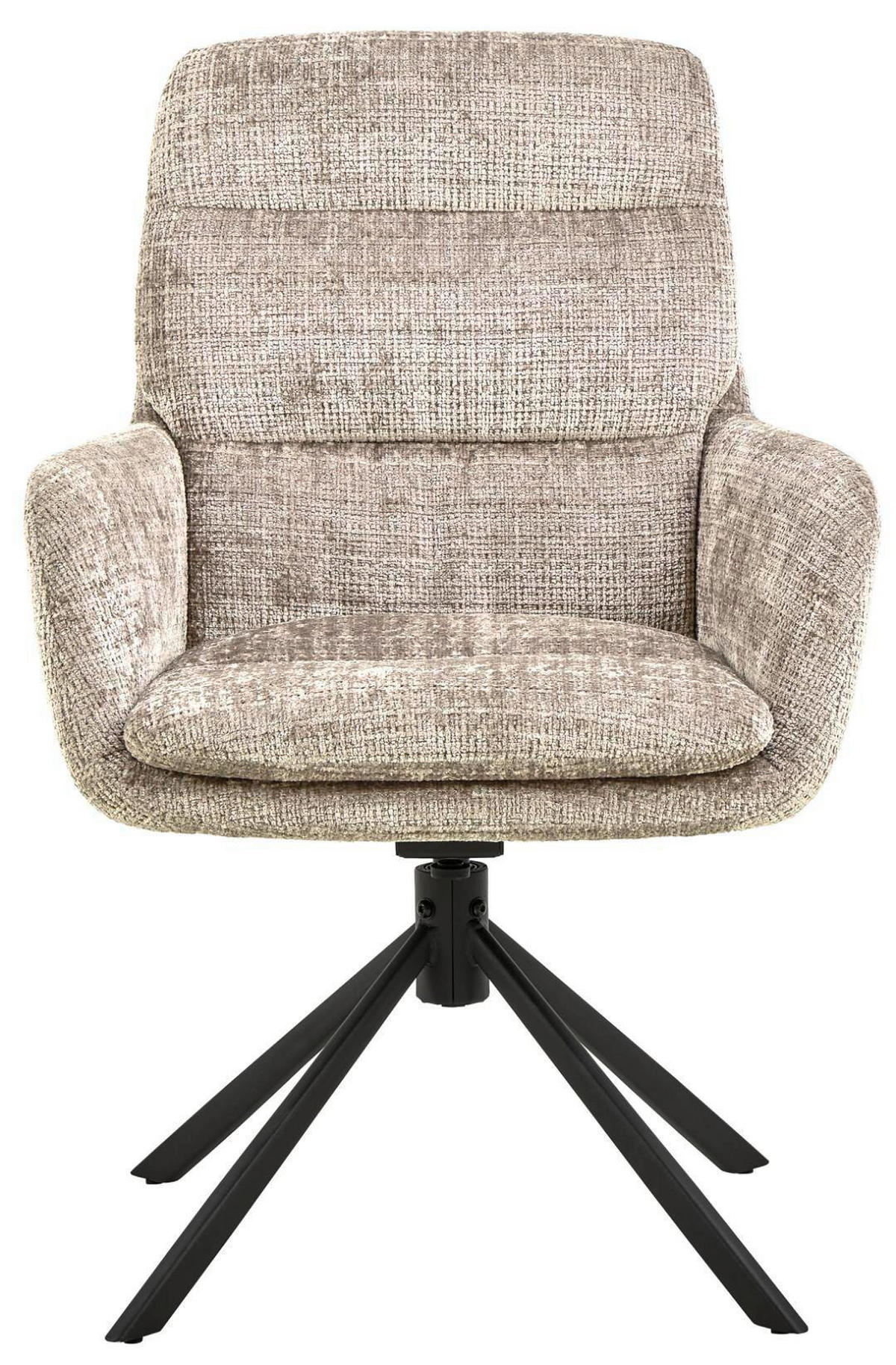 ARMLEHNSTUHL 2 Stück automatische Rückholfunktion Chenille  Schwarz, Beige  - Beige/Schwarz, MODERN, Textil/Metall (61/94/67cm) - MID.YOU