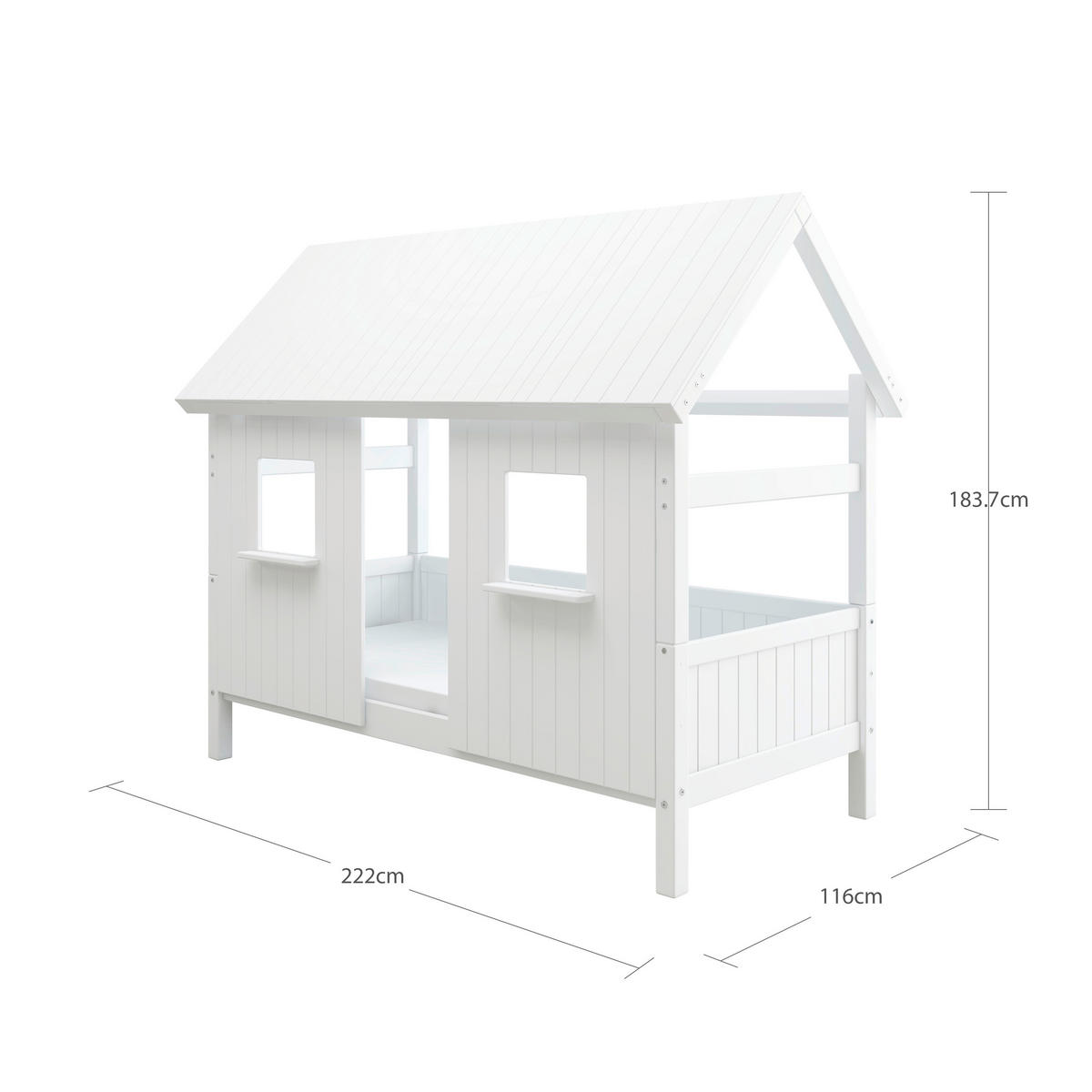 HAUSBETT 90/200 cm,  in Weiß, Rollrost  - Weiß, MODERN, Holz (90/200cm) - Chameo