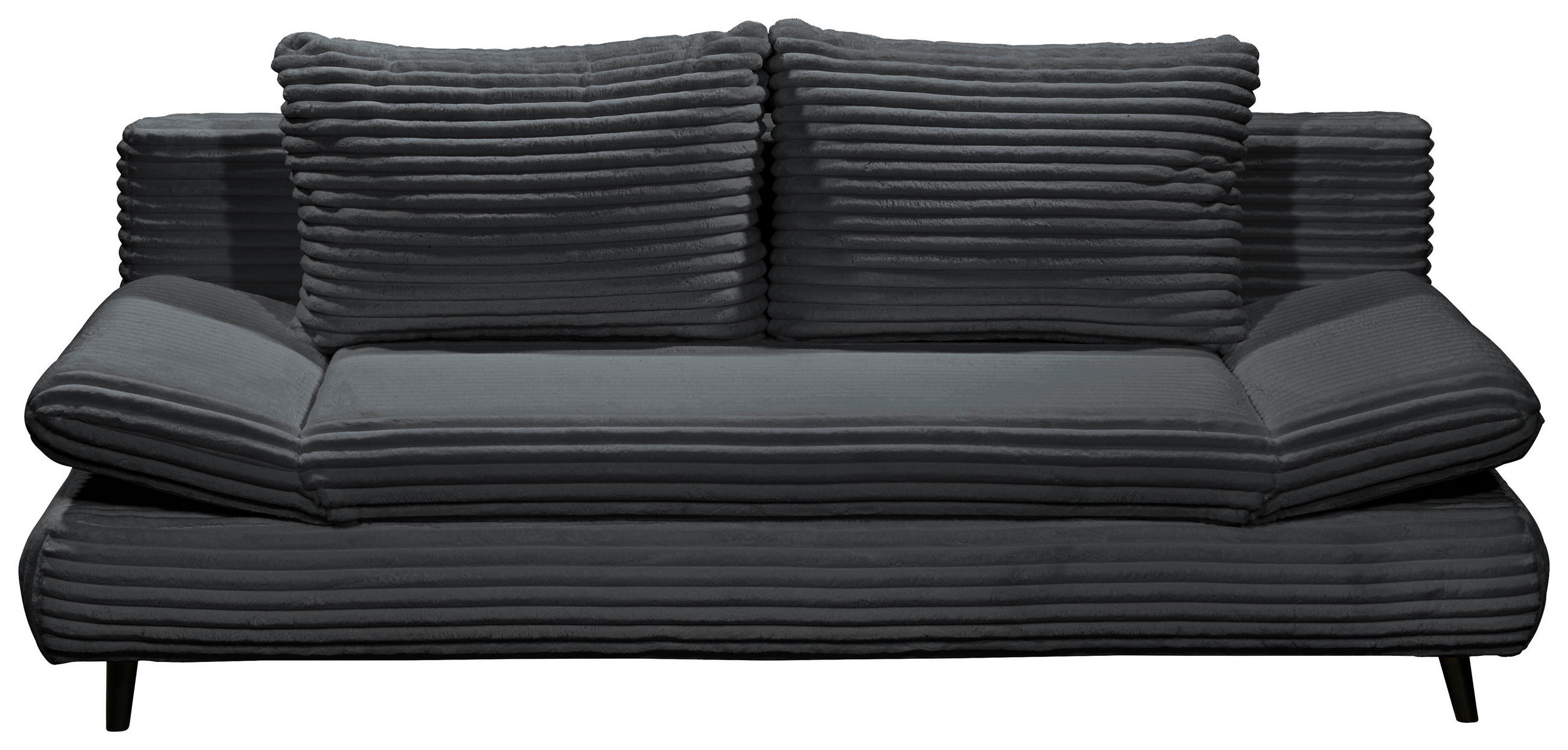 SCHLAFSOFA  mit Schlafen auf Sitzhöhe, Rücken echt, Armteil links, Armteil rechts Cord Schwarz  - Schwarz, KONVENTIONELL, Holz/Textil (212/88/101cm) - MID.YOU