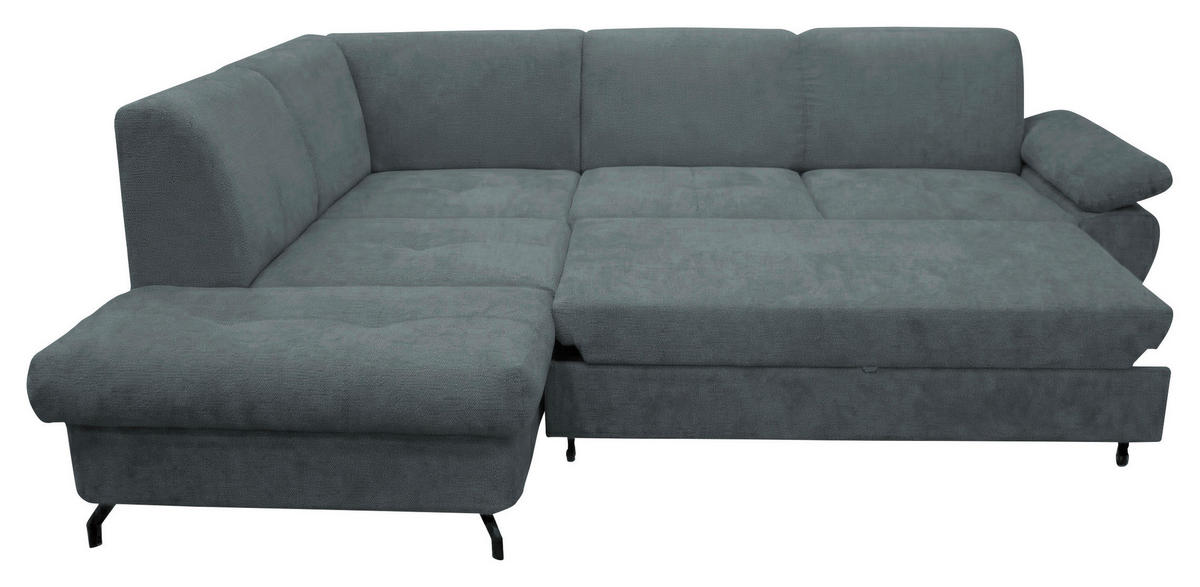 ECKSOFA CORA in Chenille Grau  198/261 cm  - Schwarz/Grau, Design, Textil/Metall (198/261cm) - MID.YOU