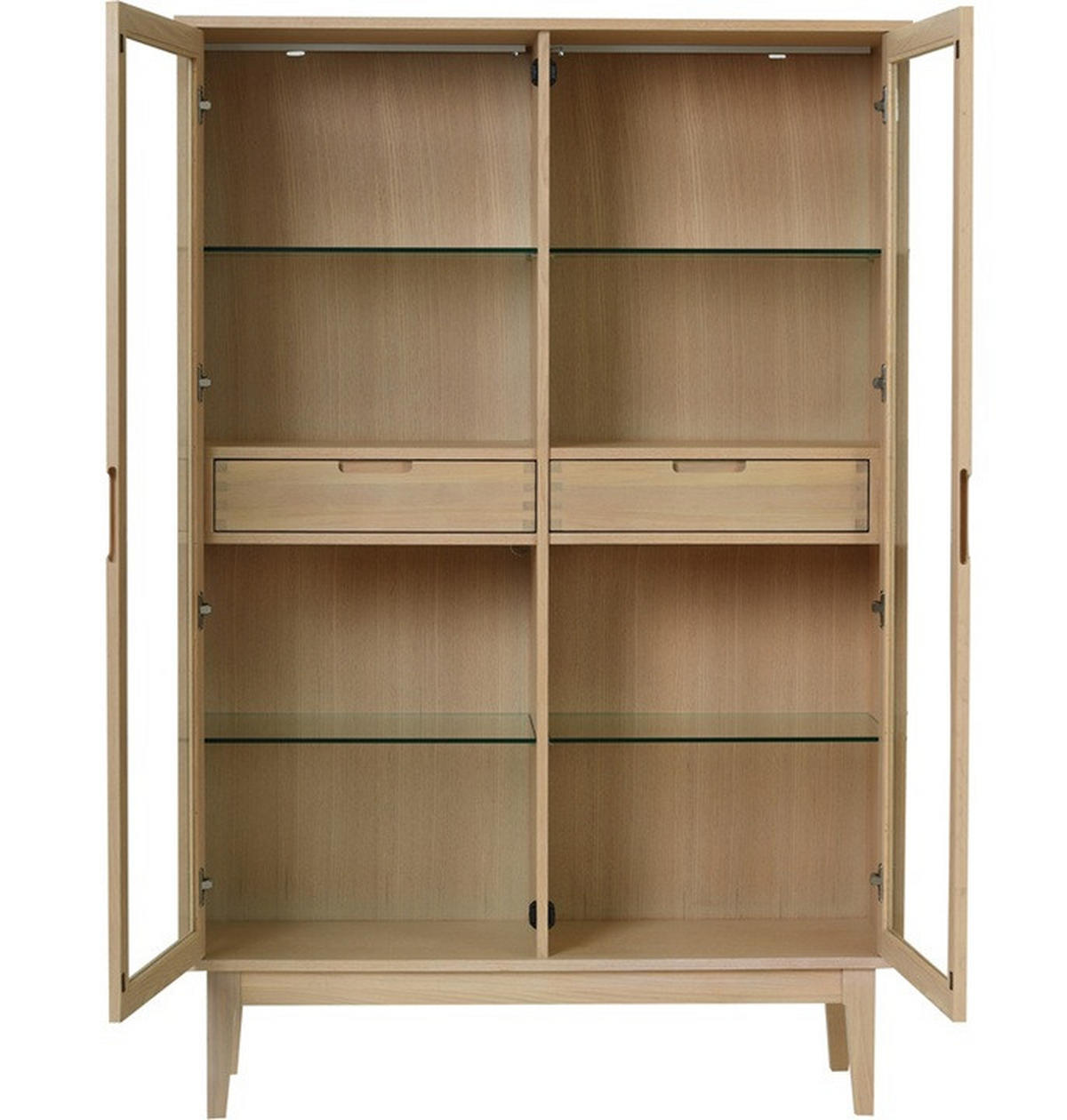 VITRINSKÅP  i faner, delar i massivt trä ek ek Bianco  - ek Bianco, Design, trä/glas (120/180,5/40cm) - Best Price